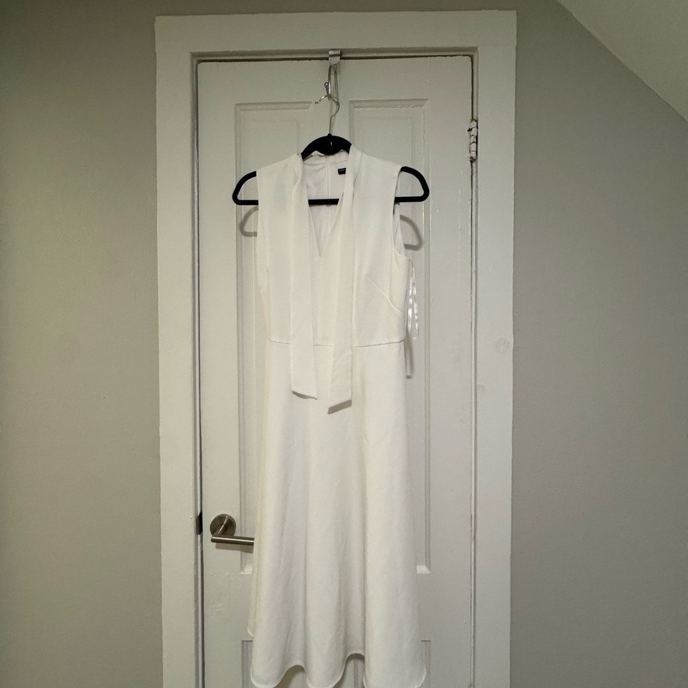 Maggy London White Sleeveless V-Neck Gown